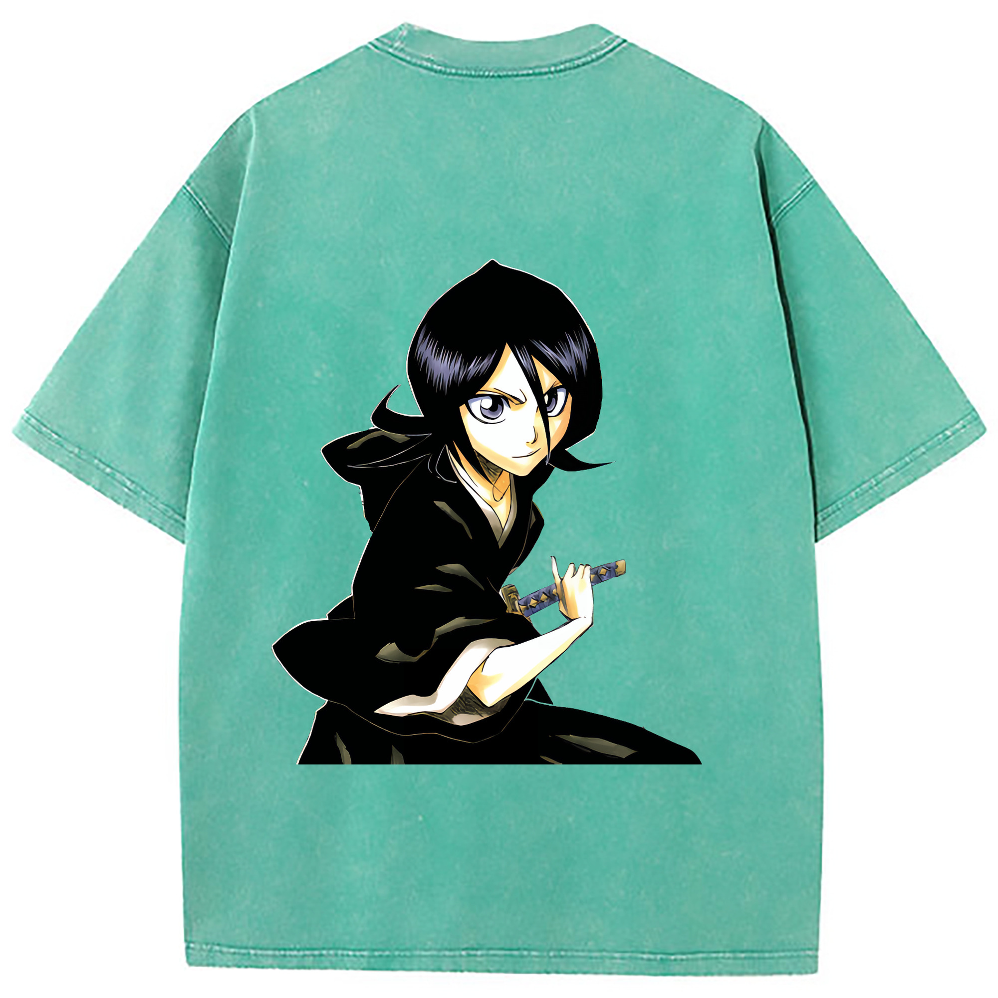 （画像用） ブリーチ 朽木ルキア BLEACH Kuchiki Rukia 綿100% ヴィンテージ風 半袖Tシャツ（背面プリント）
